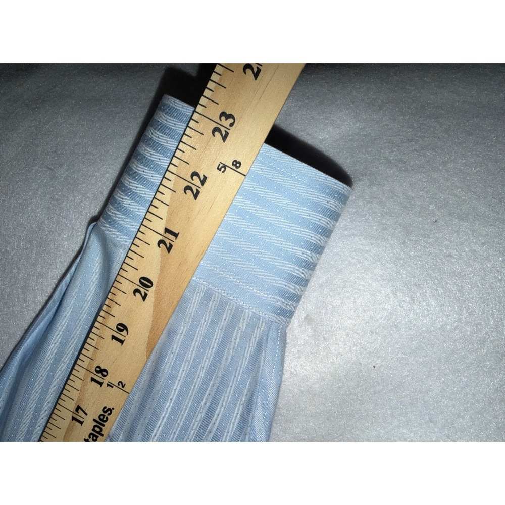 Paul Fredrick Dress Shirt Mens 16 x 33 Blue Striped Non-Iron Two Ply Cotton - Picture 4 of 8